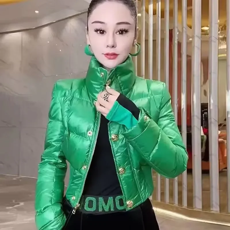 البوب البوب الكورية أسفل سترة قطن المرأة 2025 شتاء جديد فضفاض الوقوف طوق عادية قصيرة مقاوم للماء سترة أبلى السيدات الدافئة