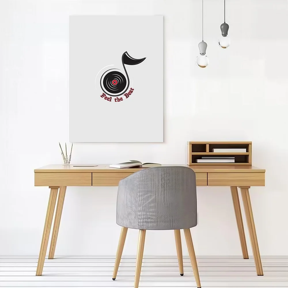 Music Logo - Feel the Beat Printed Canvas Poster Custom Pictures Wall Art Canvas Painting for Bedroom Decoration Living Room