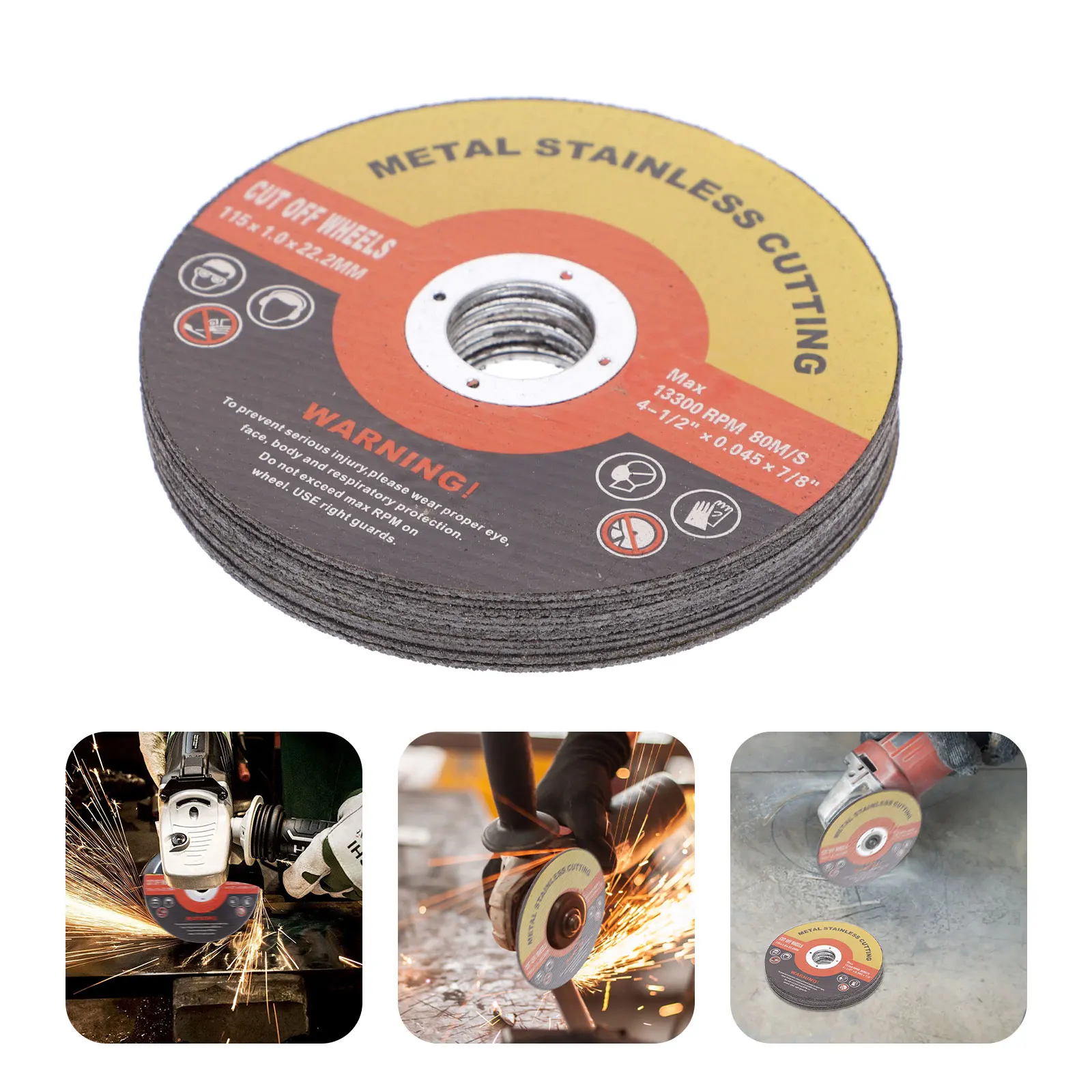 

10 Pcs 4 1 2 Inch Metal Cutting Wheel High Elasticity Self Sharpening for Grinders Stainless Steel Wood Aluminum Oxide