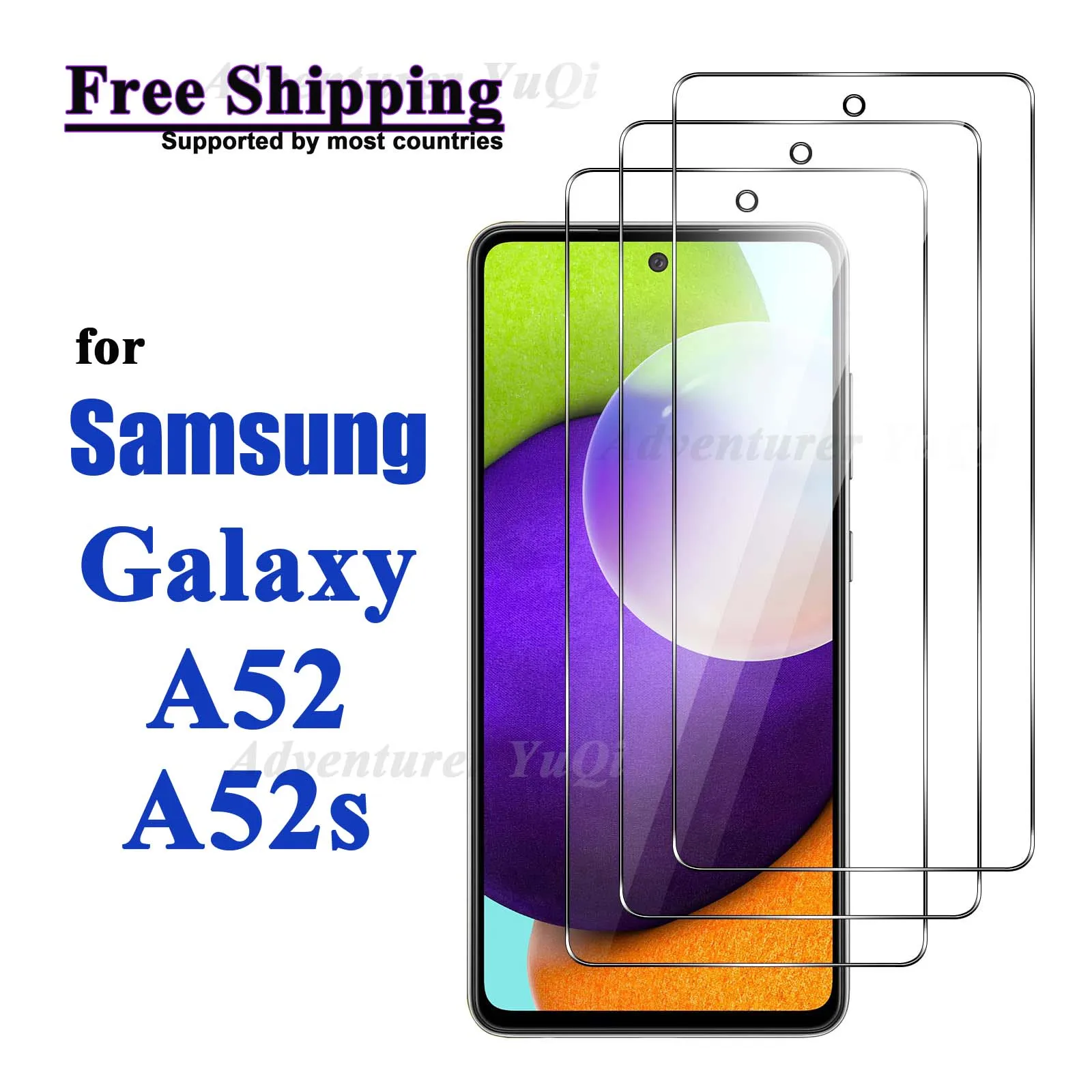 Screen Protector For Galaxy A52 A52s 5G Samsung, Tempered Glass HD Crystal 9H High Aluminum Anti Scratch Case Friendly