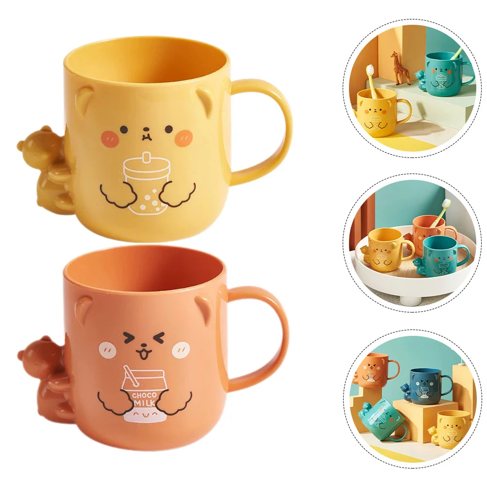 Straw Cup Children's Plastic Mug Kids Toothbrush Animal Mouthwash for Coffee Cups