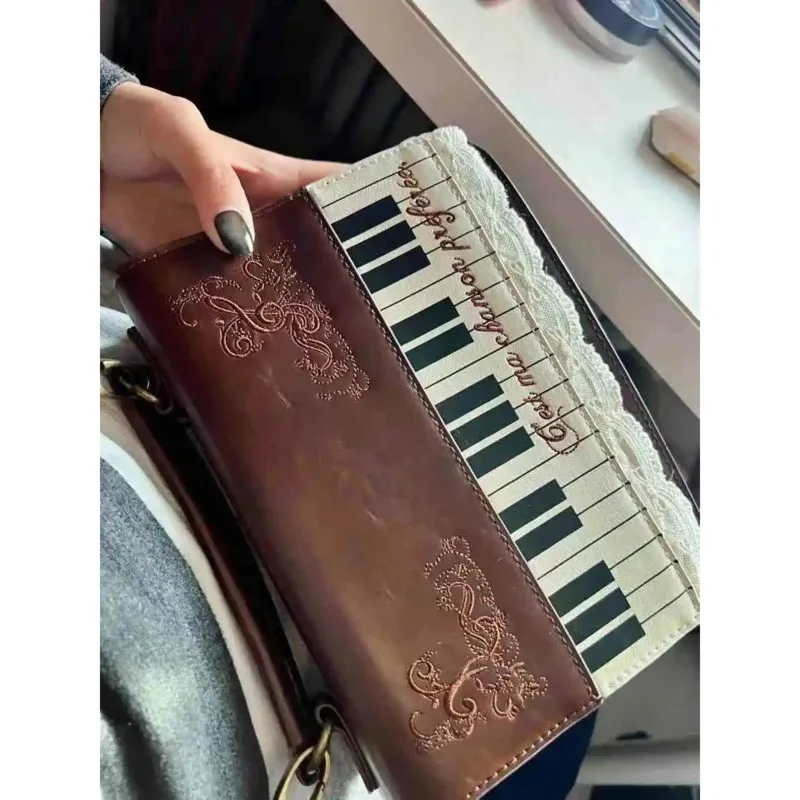 Piano Lace Backpacks Y2K Crossbody Backpacks Girl HIA Retro Artistic Simple Texture Briefcase Mini Phone Bag Shoulder Bag New