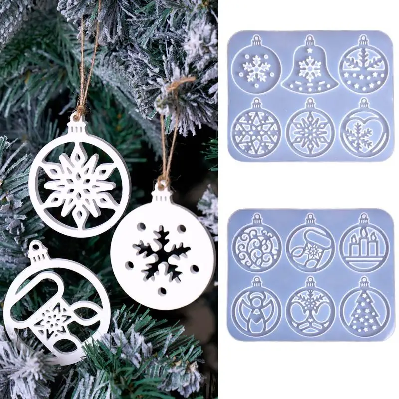 Weihnachten Serie Runde Auflistung Silikon Form DIY Handgemachte Weihnachtsbaum Schneeflocke Gips Harz Schmuck Anhänger Handwerk Formen