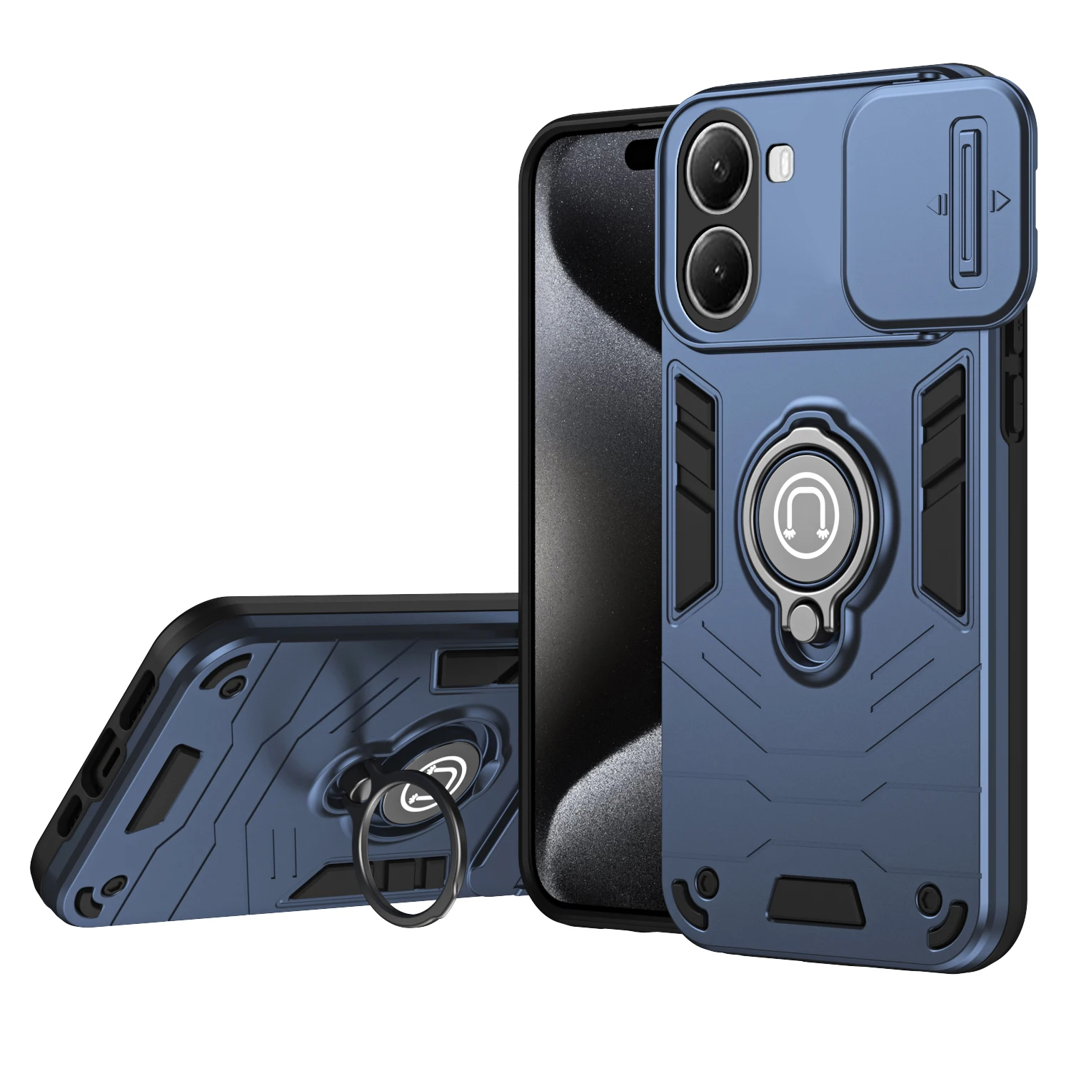 

Для Xiaomi Poco X7 Pro, чехол для телефона, прочный защитный чехол со встроенными кольцами и подставками, чехол для камеры, гибридная броня