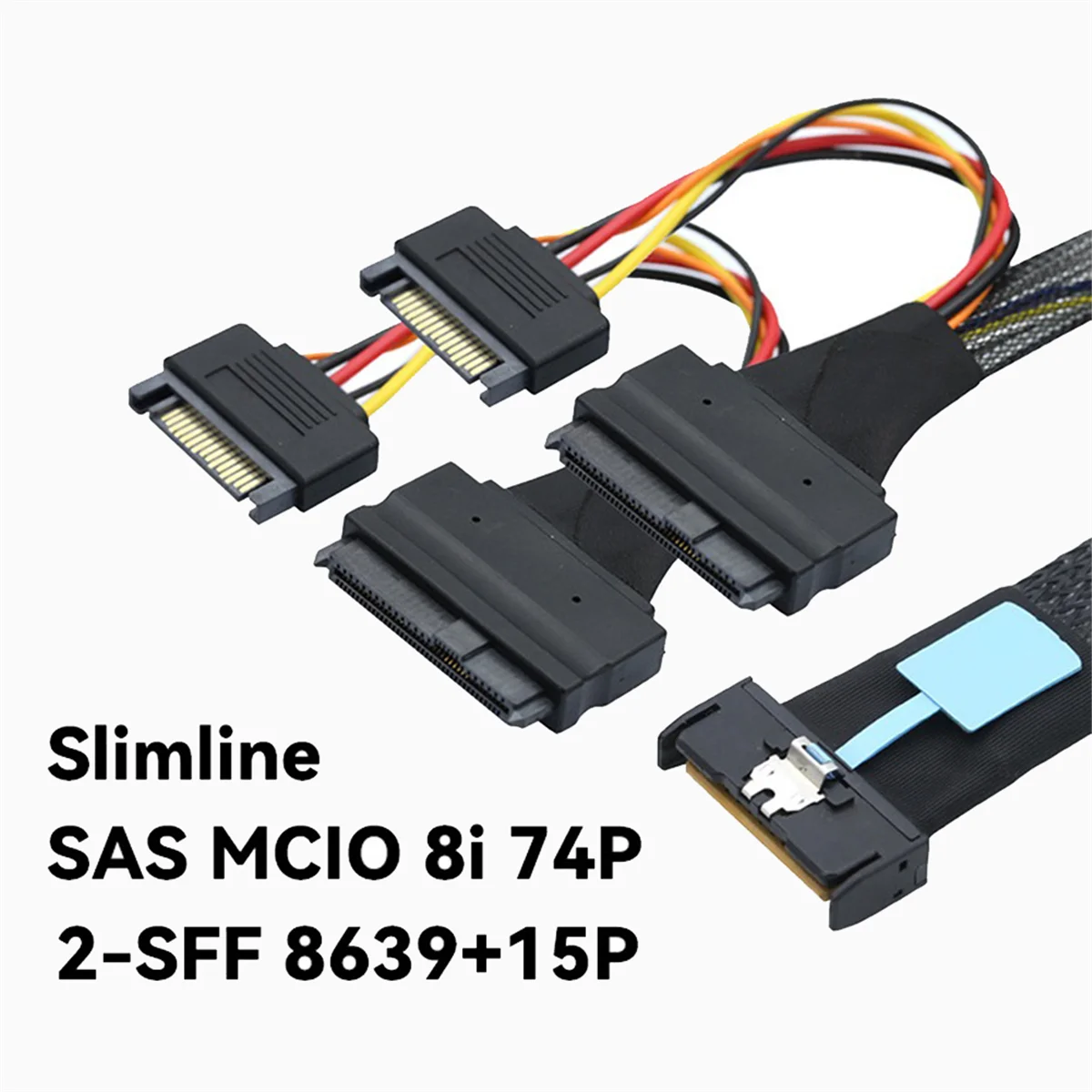 Server Adapter Cable Slimline SAS MCIO 8i 74P to 2-SFF 8639+15P Power Supply Server Multifunction