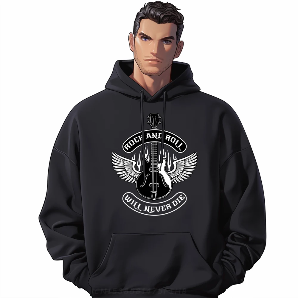 

And Roll Will Never Die Hoodies Newest Long Sleeve Group Round Collar Mens Sweatshirt Outdoor Hoodies Streetwear Clothes