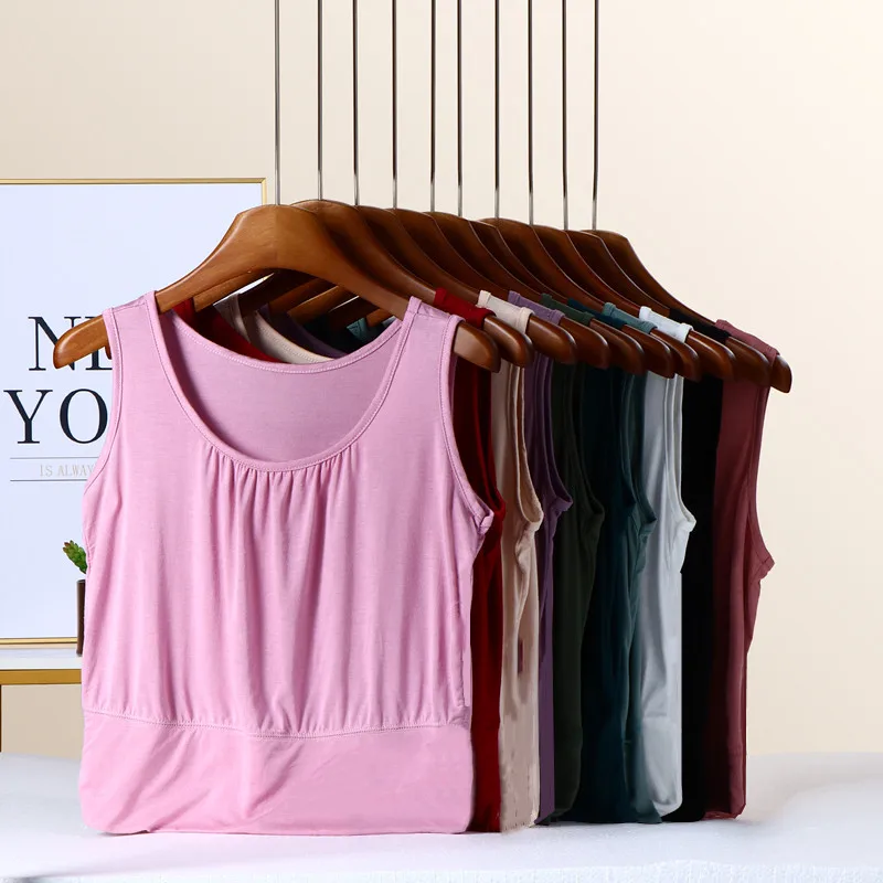 Modale Short Tank Top Thin Wide Waist Wrap Chest Anti Exposure Suitable for Middle-Aged Women Commute Style  Color