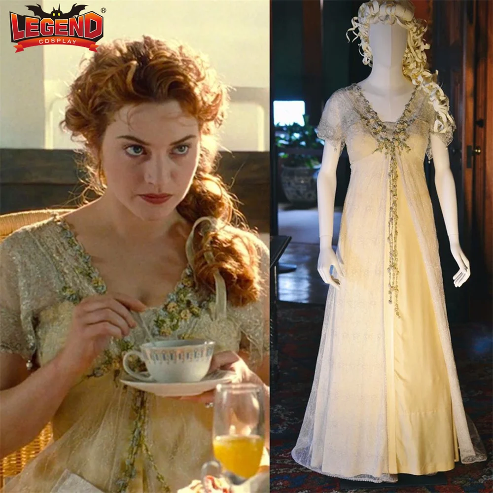 

Titanic Rose Cosplay Costume Kate Winslet Titanic Dress Rose Dewitt Bukater Cosplay 1900s Lace Belle Epoque Edwardian Tea Dress