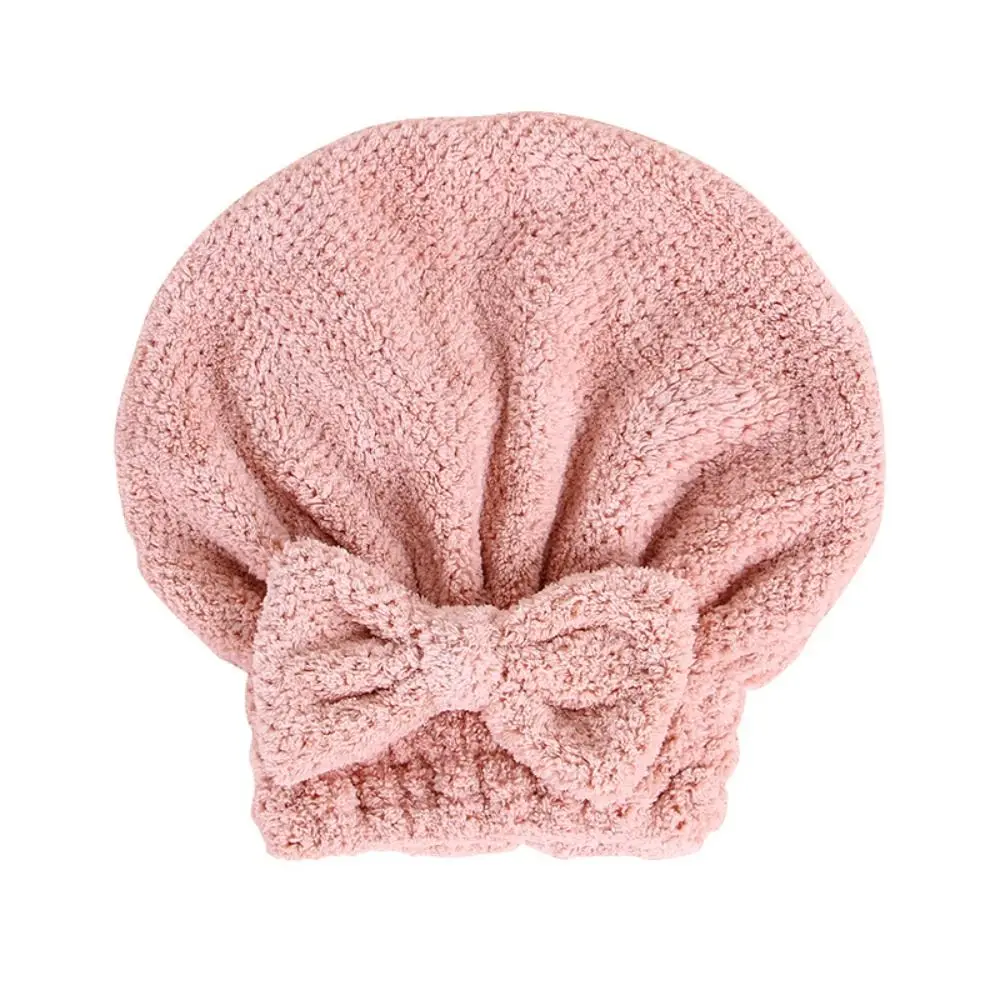 Coral Velvet Quick Hair Drying Towel Bowknot Wrap Towel Hat Cap Thicken Bonnets for Women Bathroom Accessories Solid Color Towel