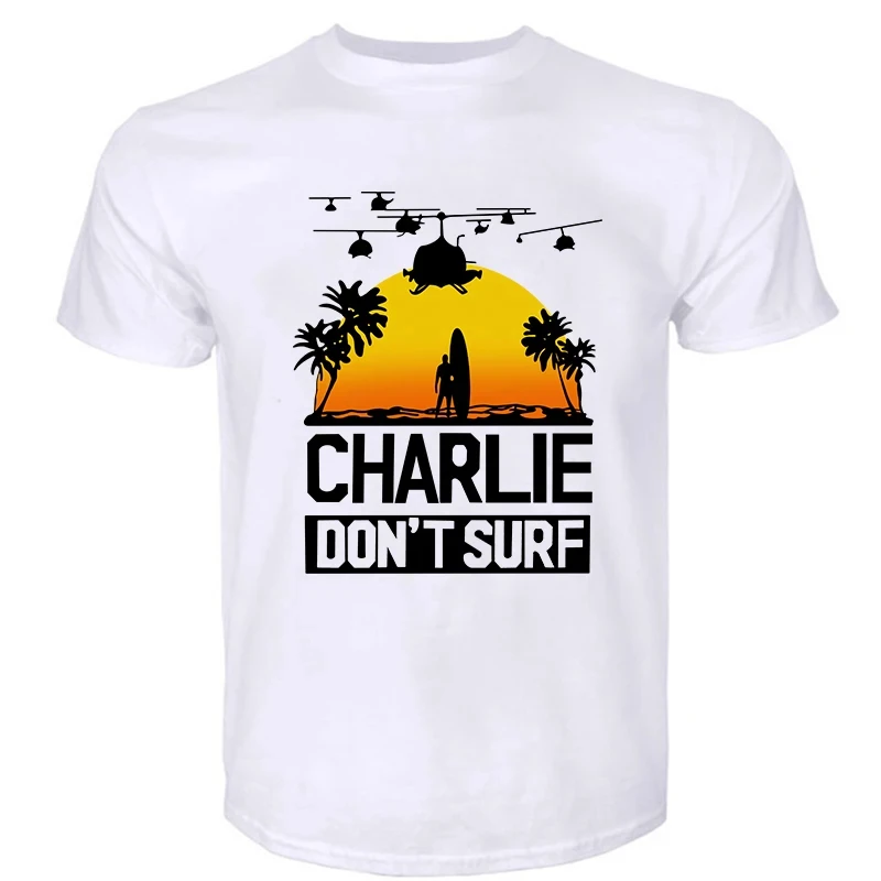 Charlie Dont Surf tshirt man Apocalypse Now Film Movie men t-shirt Fashion cotton tee-shirt Casual Streetwear Men\'s Clothing