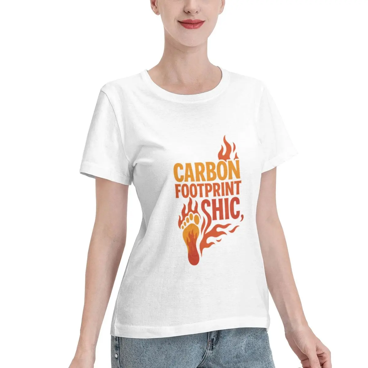 Popular On Social Carbon Footprint Chic Climate Change Design Women's T-shirt Y2K Non Fading Tee