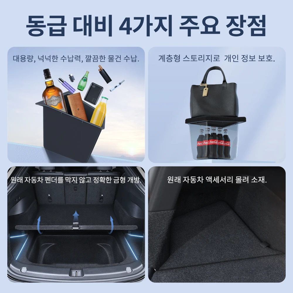YZ Car Trunk Side Left Right Tidying Packet Storage Box For Tesla Model Y/YL Juniper 2025-2026 Flocking Mat Cover Organizer 썸네일 6