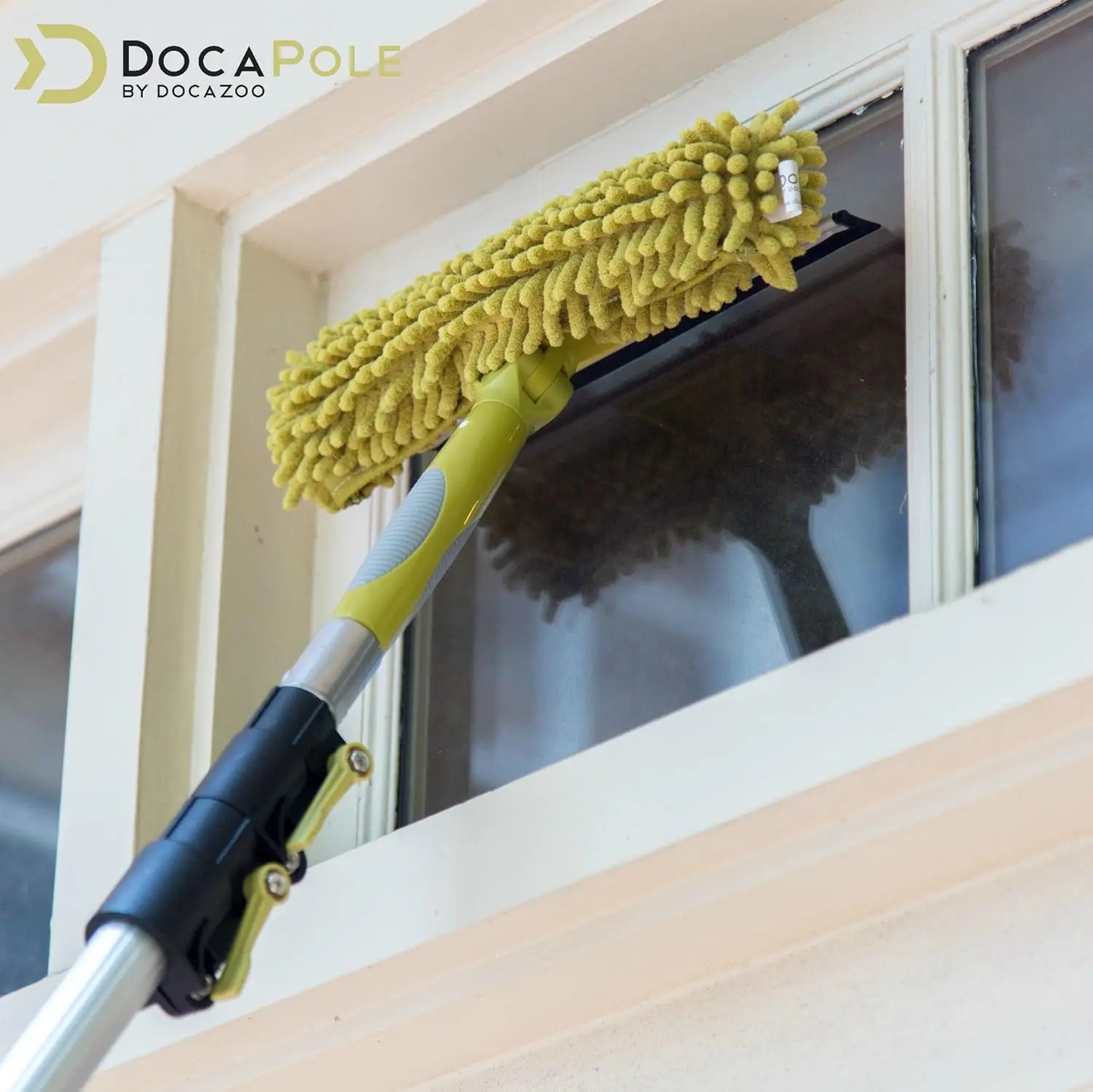 Cleaning Kit, Extendable Telescoping Extension Pole - Window Squeegee Tool & Microfiber Duster for High Ceiling