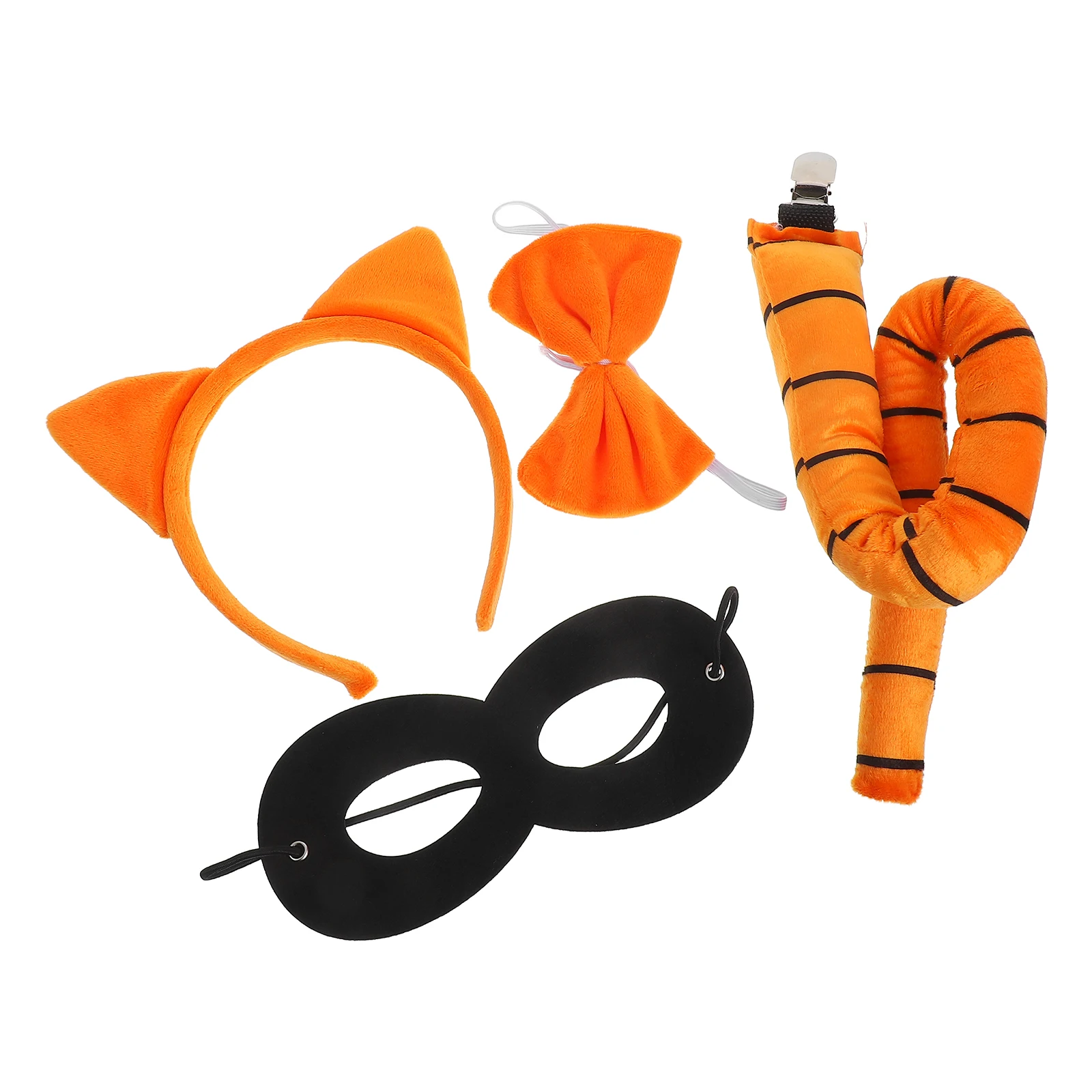 

Children Animal Set Orange Cat Ears Headband Kids Costume Girls Durable Halloween Cosplay Prop Reusable Play Accessory