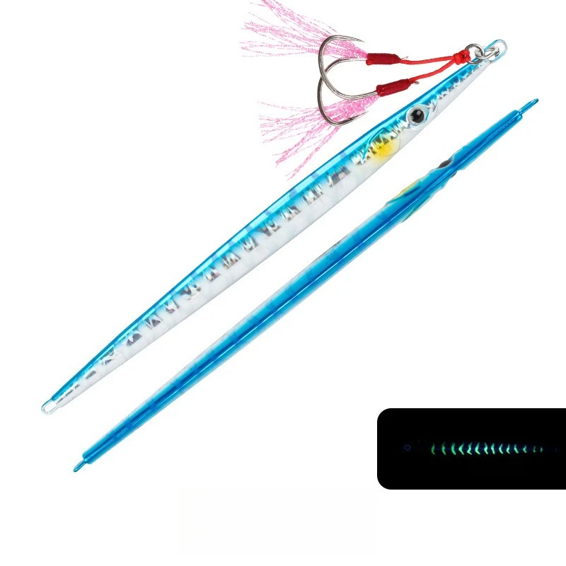 

1PCS 80g 100g Boat FishingGlowing Super UV Fishing Lure Fast-Cast Metal Spoon Head Bait for Night Fishing