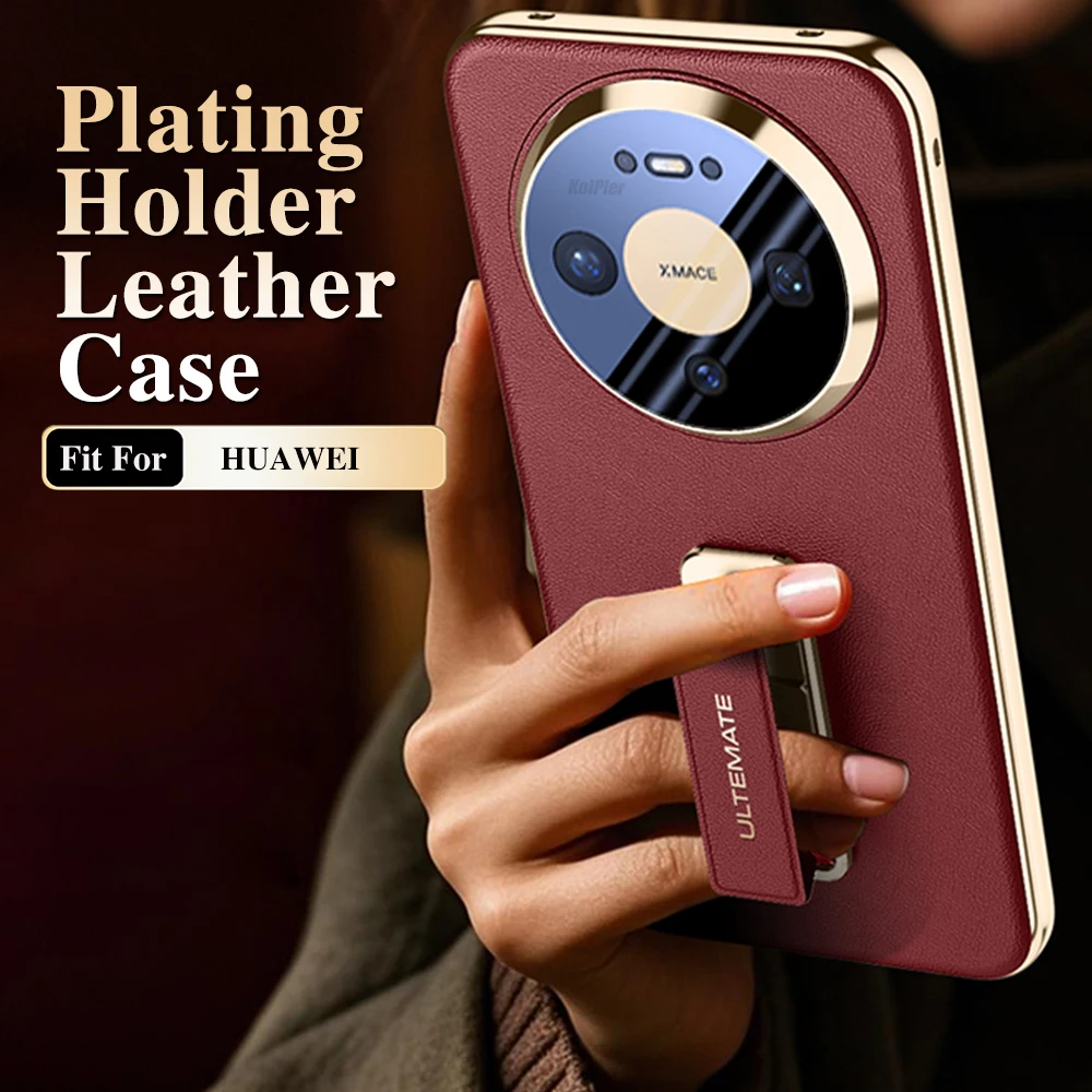 Luxury Plating Leather Back Case For HUAWEI Mate 80 Pro Mate80 Alloy Wristband Holder Camera Protection Original Cellphone Capa