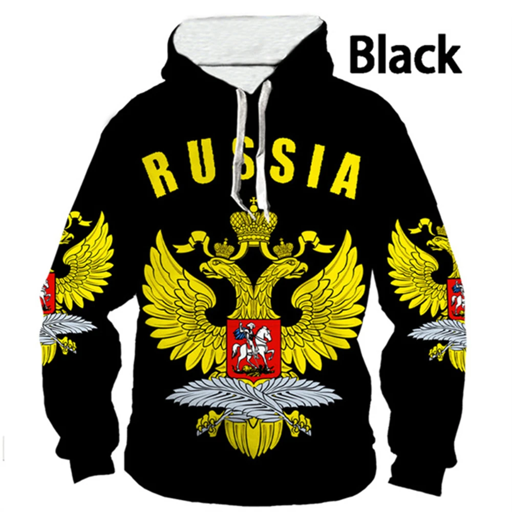 Russia Flag Graphic Hoodie for Men Hoodie Russian Eagle Emblem Hooded Pullover 3D Print Rus New in Hoodies Top Sweatshirts Hoody