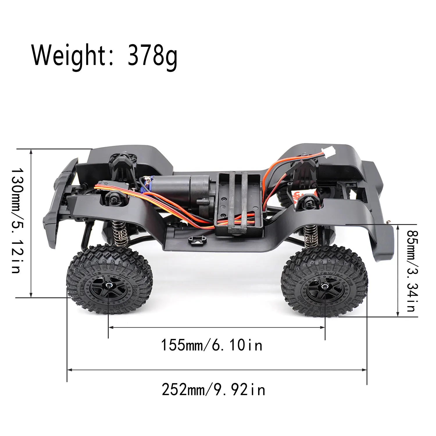 155 millimetri 6.10 pollici 1/18 RC Carrozzeria Interasse Telaio Assemblato Telaio Assi Anteriori Posteriori Cambio per AX-8560 TRX4M JJRC RC Crawler