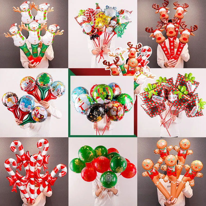 

Christmas Decoration Cartoon Aluminum Film Balloon Holding Stick Children's Small Gifts Kindergarten Activity Scene Layout