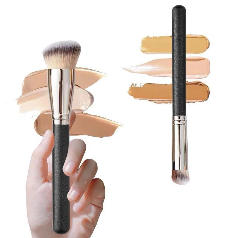 3pcs Face Cosmetic Makeup Brushes 170/270/370 Angled Flat Head Concealer Powder Liquid Foundation Flaw-less Long-lasting Look