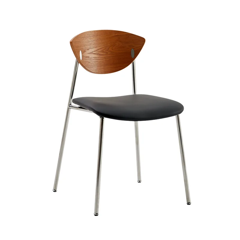 

Household simple solid wood small apartment bird chair homestay cafe stainless steel backrest chair