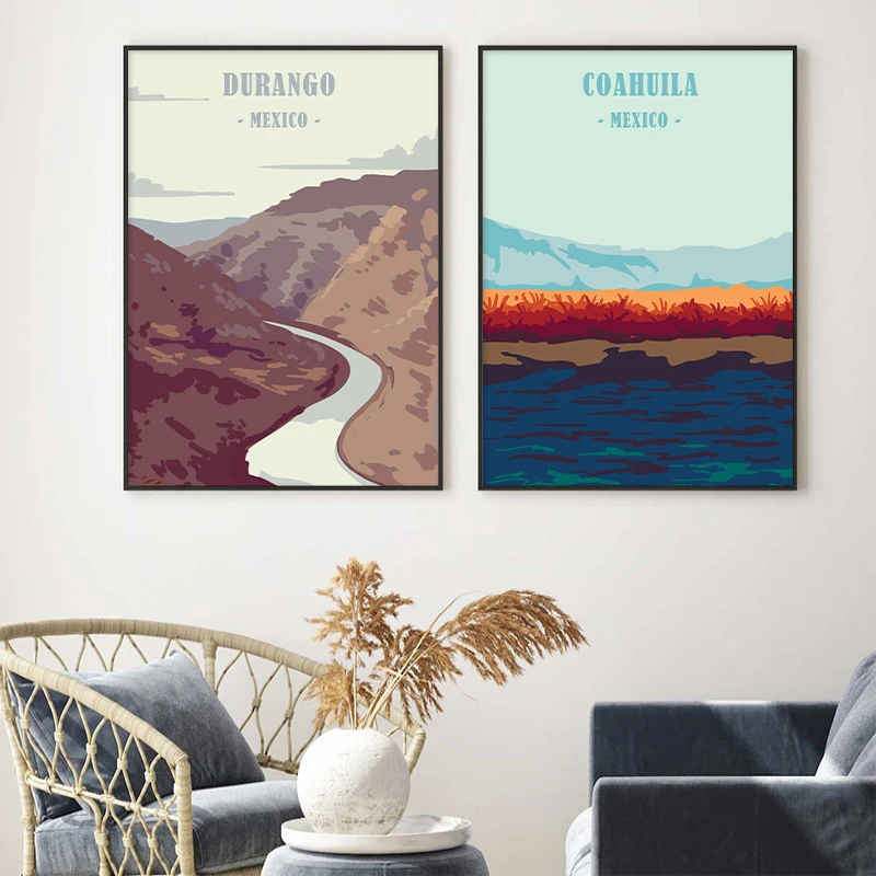 Pintura en lienzo de monumentos de la ciudad de México, impresiones de paisaje abstracto de Durango Coahuila y póster, decoración del hogar para sala de estar y dormitorio