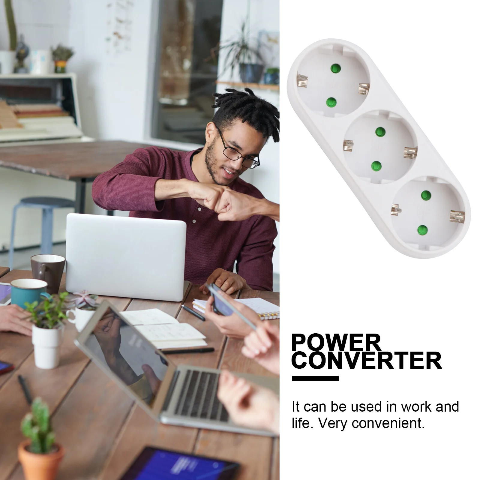 

Triple Socket Wall Panel -Resistant Durable Cover Easy Install Modern Plug Adapter For Eu Outlet Desk