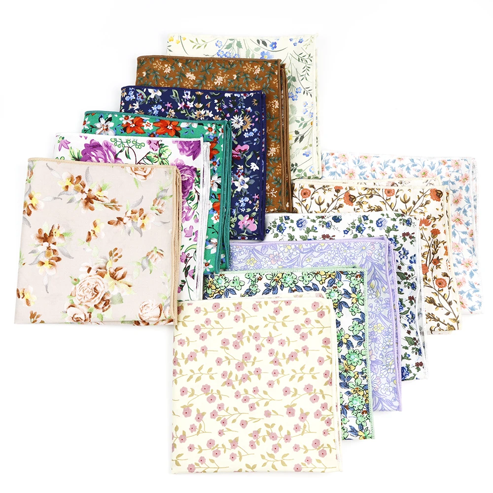 Mouchoirs en coton à motif floral, joli mouchoir de poche à fleurs vertes, Hanky Craings.com pour les affaires, la fête de mariage, les accessoires