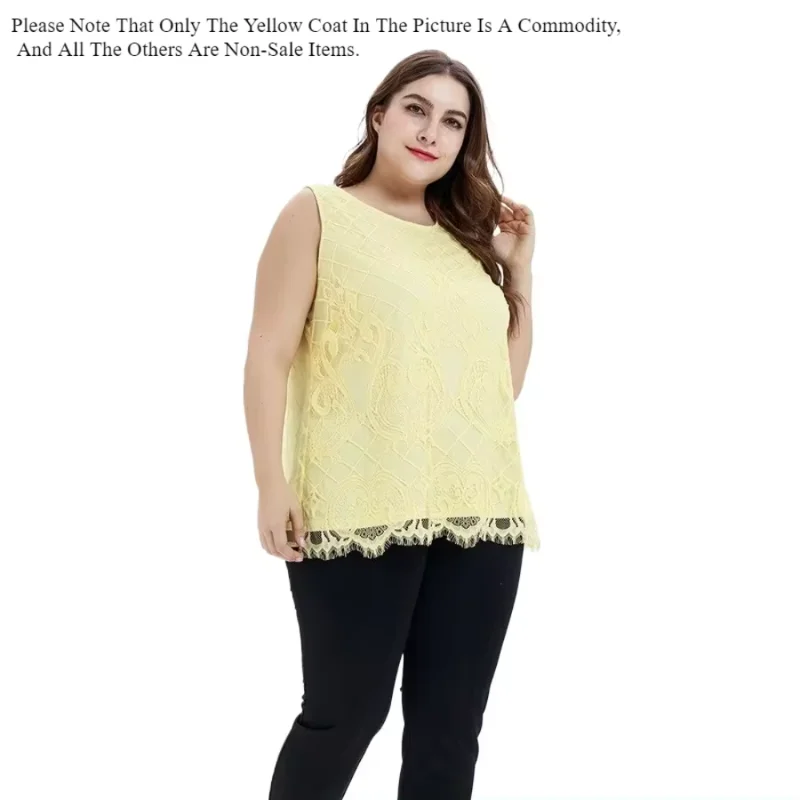 Plus Size Women\'s Lace Vest Loose and Casual Knitted Top for Plump Sisters