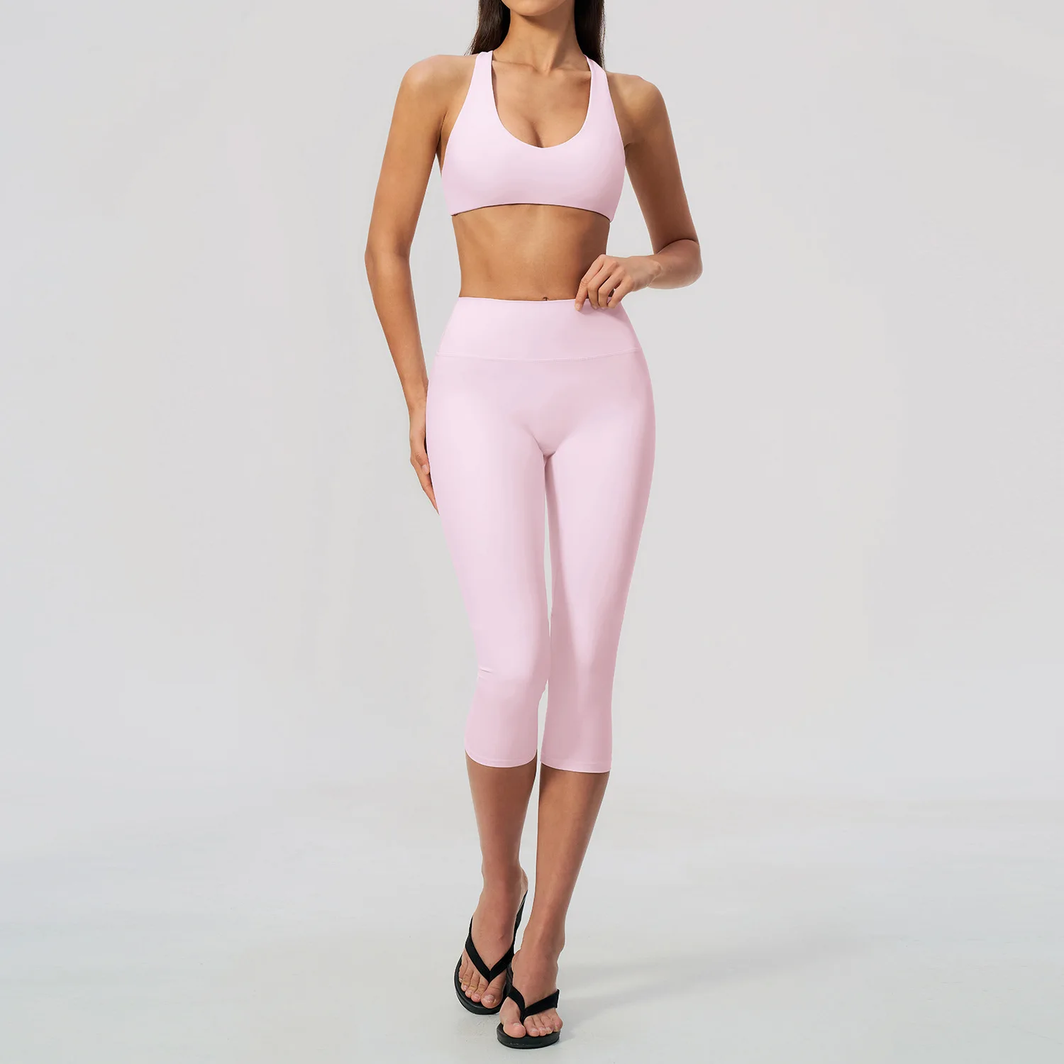 2PCS Yoga Set Women Tracksuit Gym Fitness Fashion Set V-neck Cross Back Sport Bra Outfits Female Workout High Waist Leggings Set