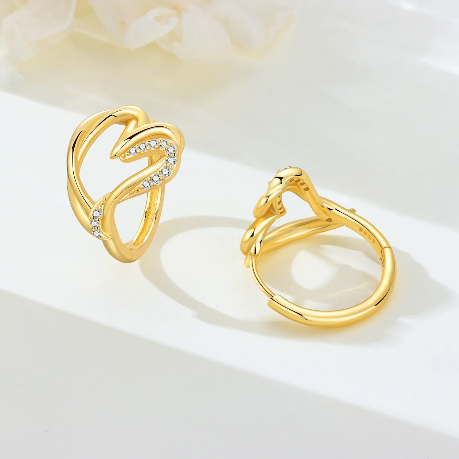 Orstarry S925 Sterling Silver 18K Gold Double-layer Heart Earrings Hoop Earrings Women Jewelry Original Party Anniversary Gift
