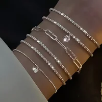 Bracelets en argent Sterling 925 avec strass pour femmes et filles, 6 pièces, luxe coréen, ciel étoilé scintillant, bijoux de fête 1