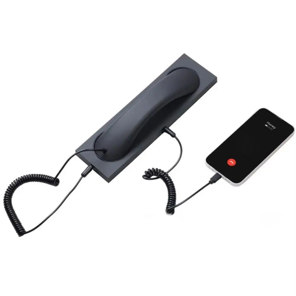 Noise Reduction Retro Telephone Handset Ergonomic Hold Type-C/3.5mm Cell Phone Receiver Decorative with Microphone Recess