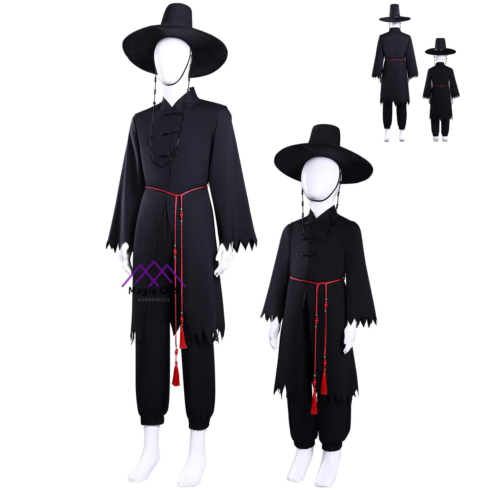 

Top K-Pop: Demon Hunters Cosplay Costume Anime Saga Boys Role Play Clothes Black Uniform Outfit with Hat Adult Child Comic Con