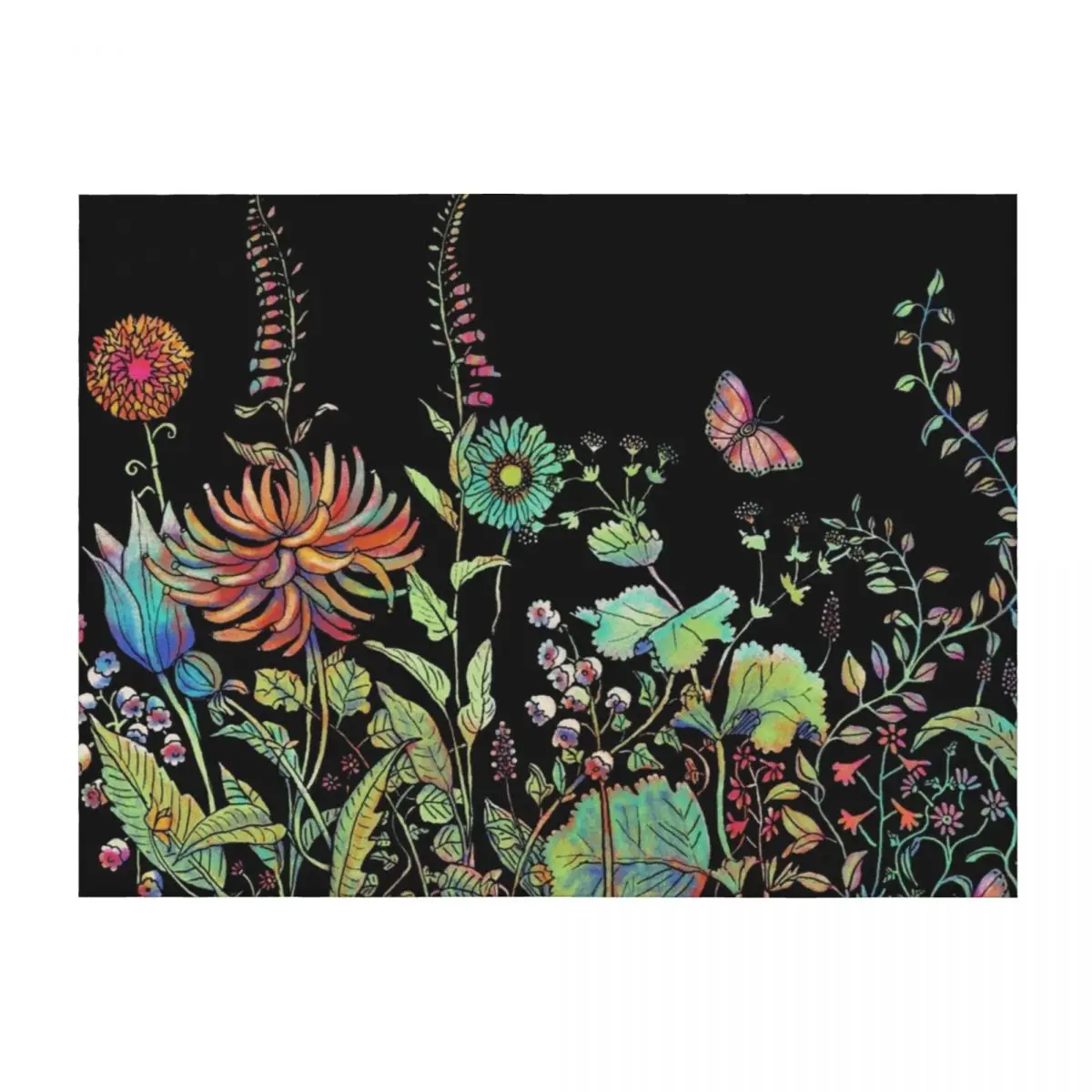 

night garden Throw Blanket Flannels blankets and throws for winter Furrys Blankets
