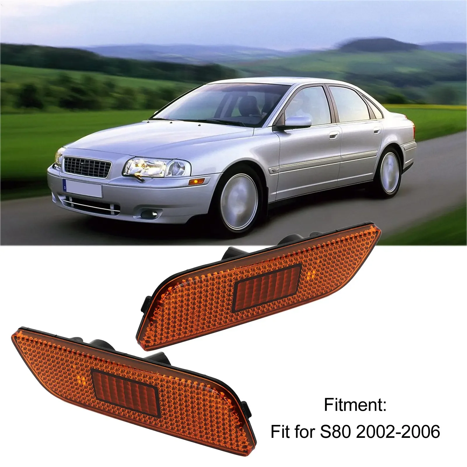 1 Pair of Front Marker Lamp Light 30744360 Left Right Side Marker Light Without Bulbs For Volvo S80 2002-2006