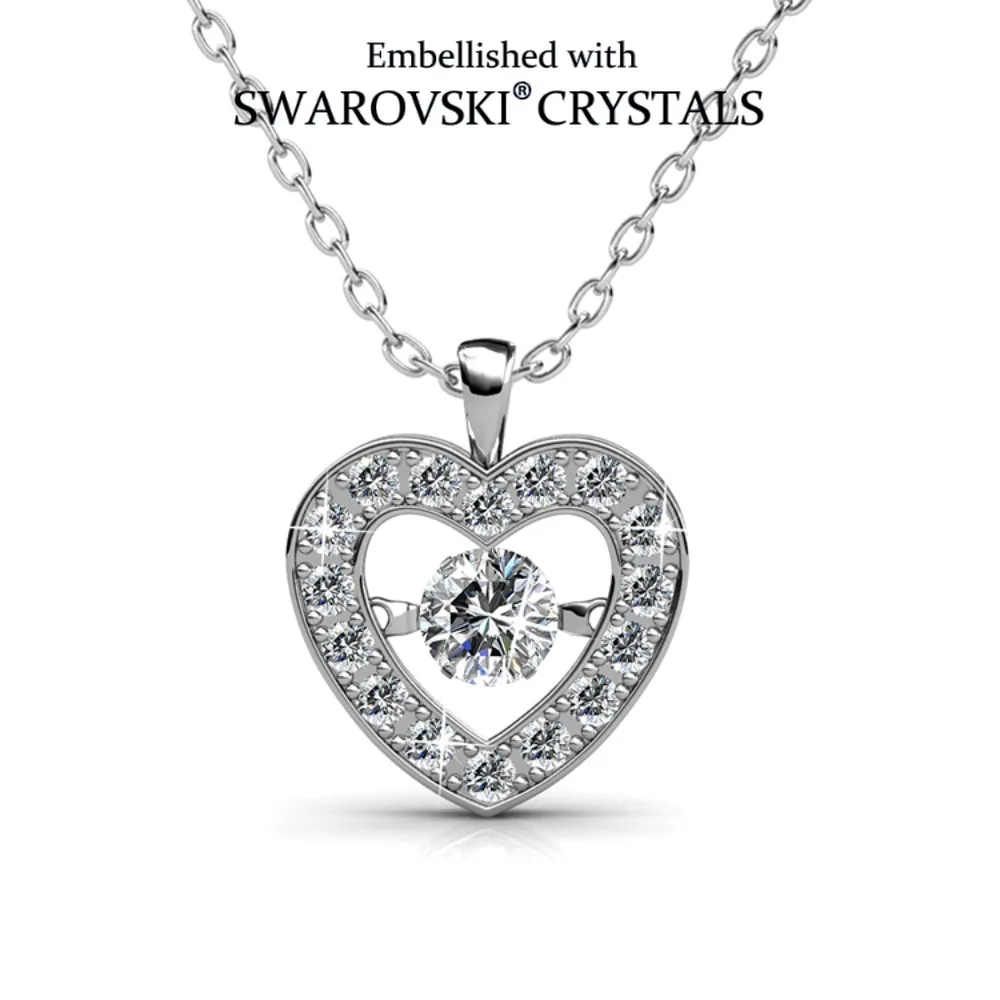 Daisini Crystals from Swarovski Rotatable Dance Rhinestone Heart Pendant Necklace Qulaity Copper Jewelry Love Lock Choker