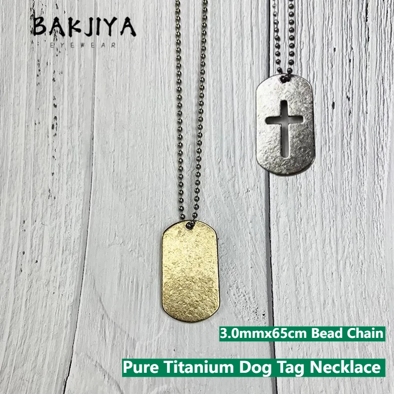 

Simple Pure Titanium Flat Tag Hollow-Out Cross Necklace Pet Dog Tag Fashion Anti Allergy Pendant Men Women Bead Chain 3.0x60cm