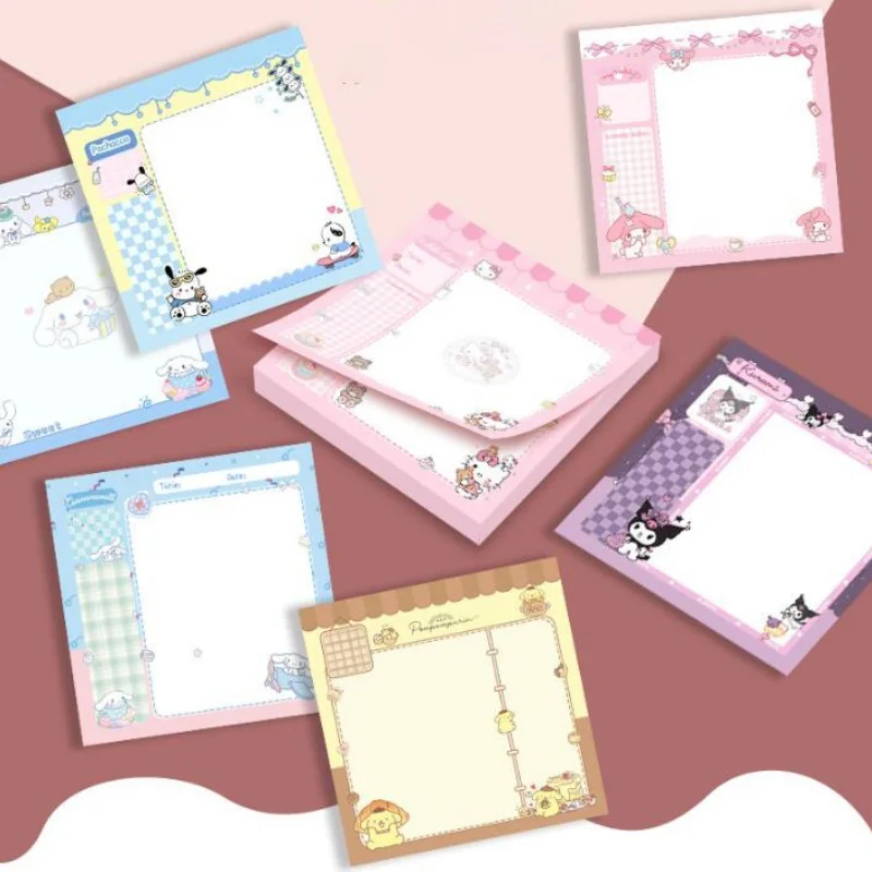 

24pcs/lot Sanrio Kuromi Melody Kitty Memo Pad Sticky Note Creative N Times Stationery Label Notepad Bookmark Post School Supply