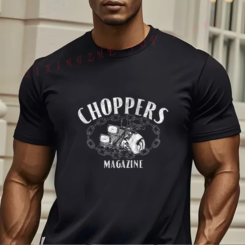

Футболка Choppers Chain Magazine California 1967, забавный подарок для мужчин, футболки с короткими рукавами, футболки с круглым вырезом, топы