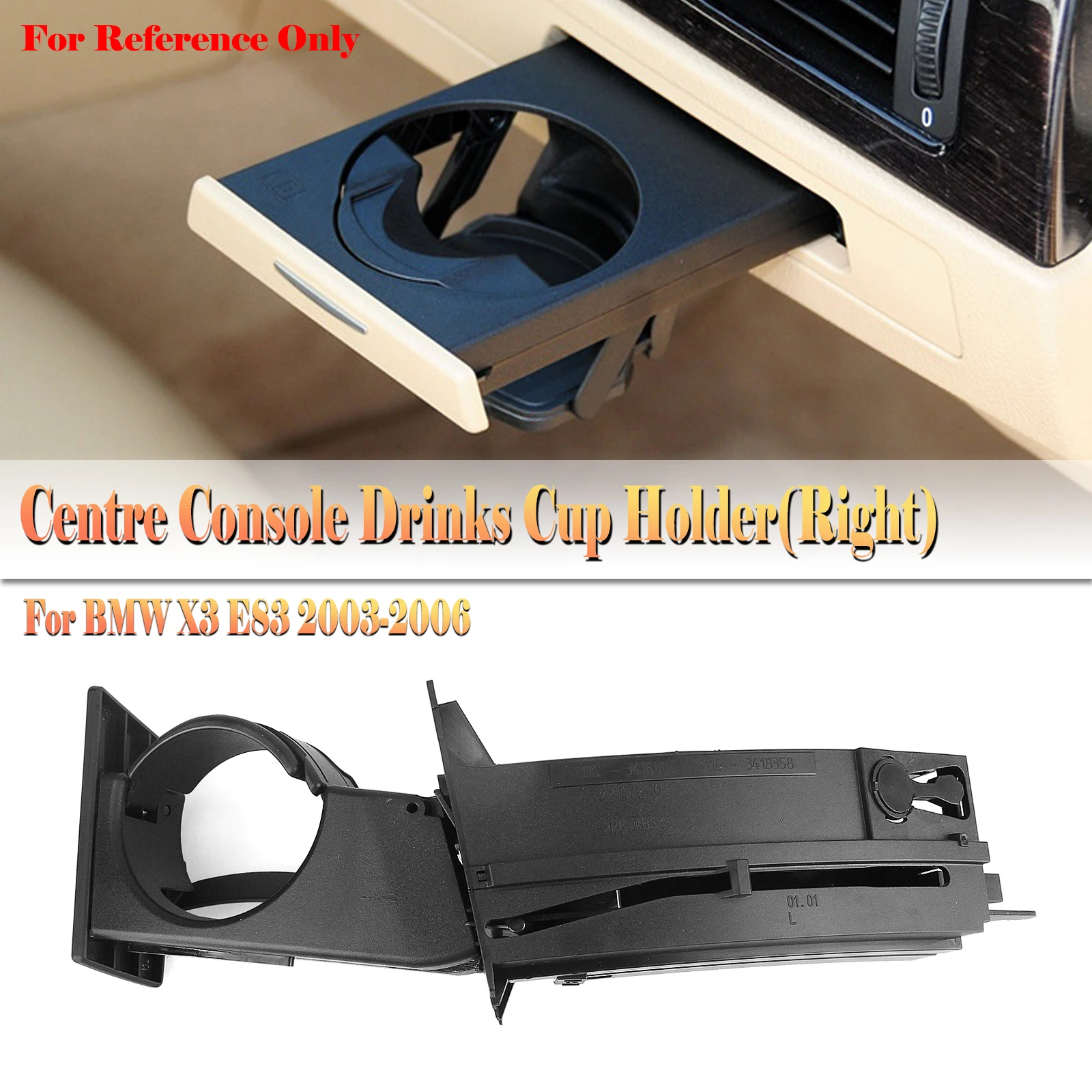 

For BMW X3 E83 2003-2006 51163418359 Car Black Front Center Console Drinks Water Cup Holder Storage Bracket Cover Left/Right Kit