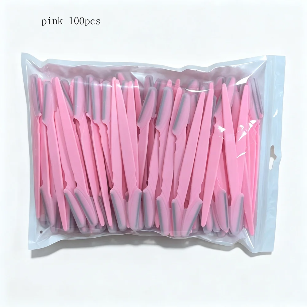 vvocci Stainless Steel Eyebrow Shaver Eyebrow Razor Sharp 100pcs Eyebrow Trimmer Beauty Eyebrow Grooming Tool