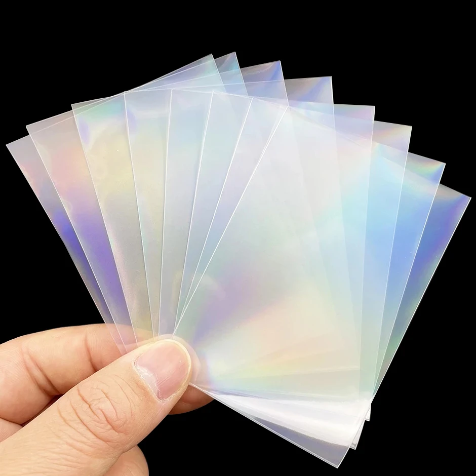 100 Pcs Tarot Rainbow Foil YGO Transparent Laser Clear Sleeves Korea Idol Photo Holographic Protector Trading Cards Shield Cover