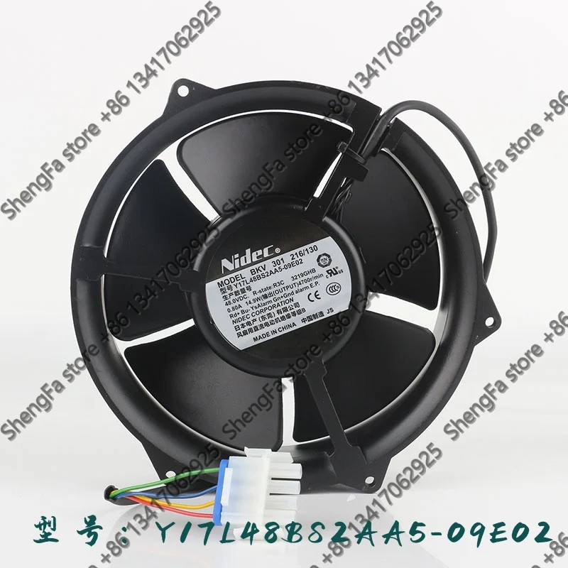 Nidec 5V 12V 24V AC EC 17050 170X170X50MM 17CM Aluminum Four-wire Y17L48BS2AA5-09E02 / BKV 301 216/130 Cooling Fan DC48V 0.80A
