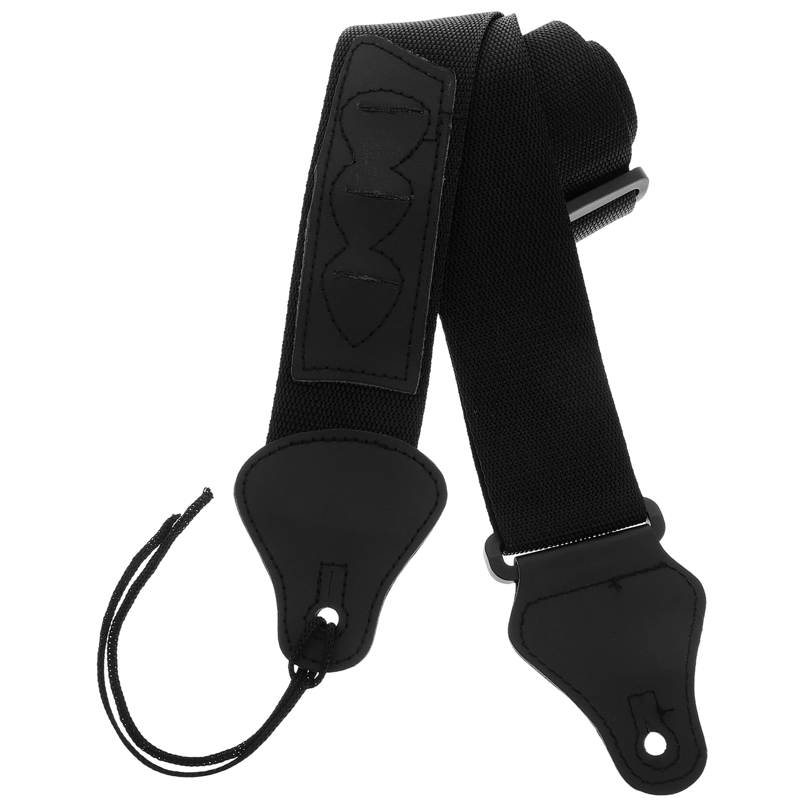 

Guitar Strap Acoustic Electric Bass Adjustable Nylon Lanyard Black Pick Holder Wide Shoulder Belt Instrument Accessory