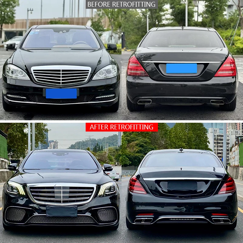 2008-2013 Car Modification Upgrade 2021 Body Kit Front Rear Bumper Headlights Taillights for Benz S-Class Upgrade W222 S65