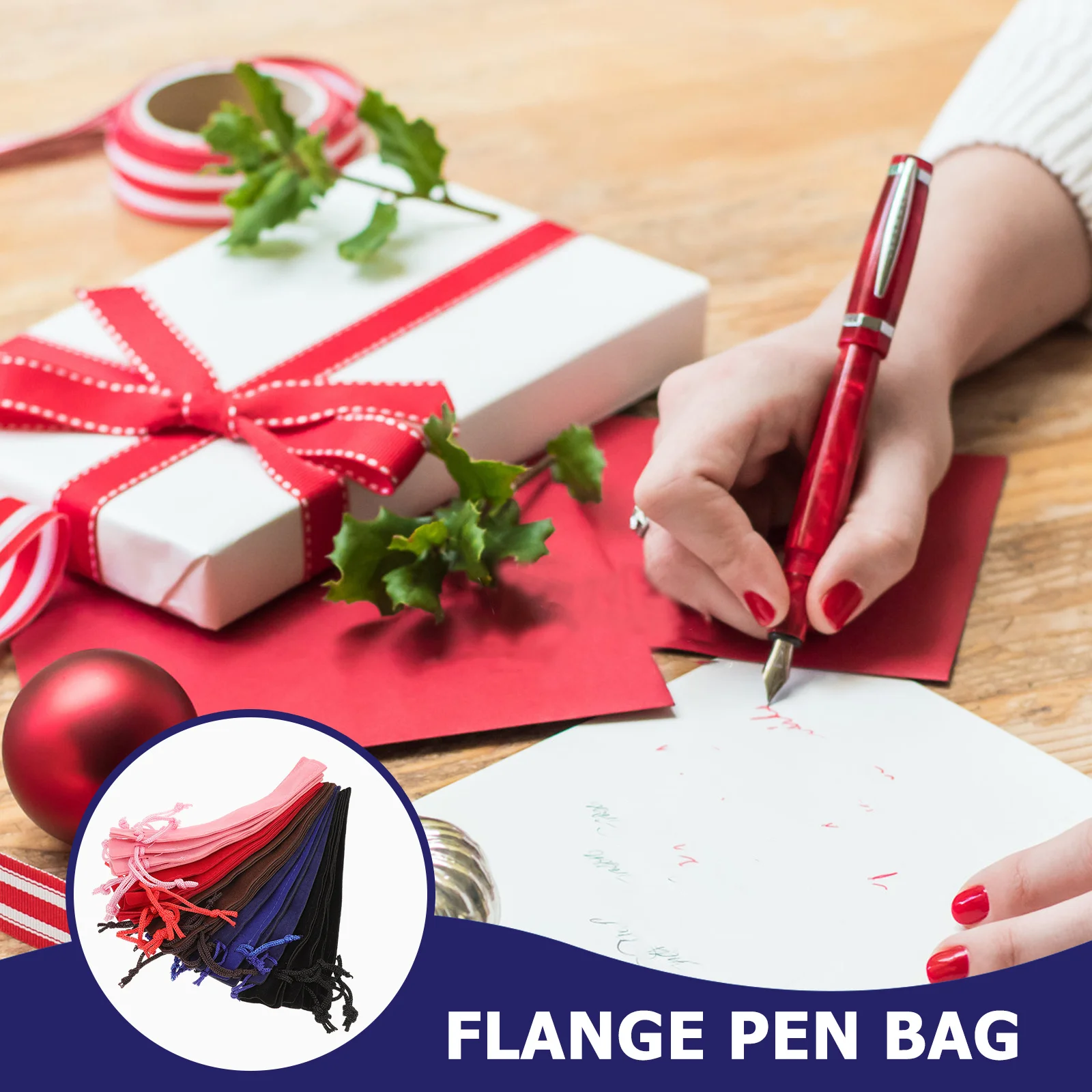 

25Pcs Black Flannel Pen Pouch Drawstring Sleeve Pen Storage Bag Protective Case for School Office Stationery Supplies