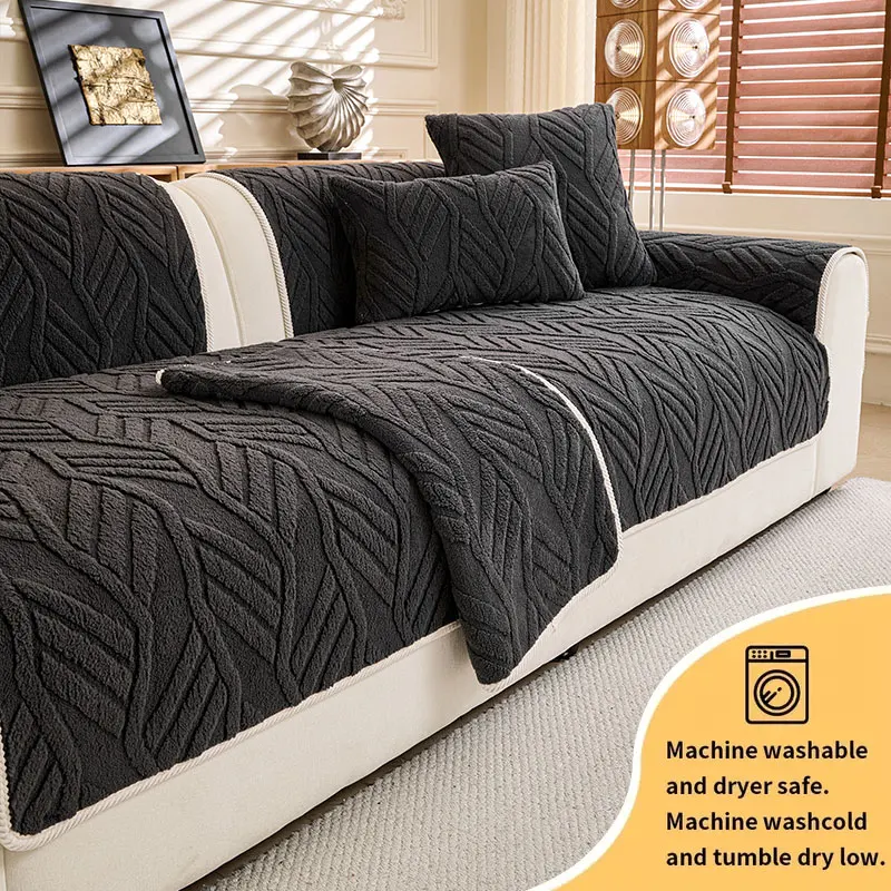1PC-Winter Plüsch Sofakissen, verdicktes Sitzkissen, modernes Wohnzimmer Stoff Sofabezug Tuch