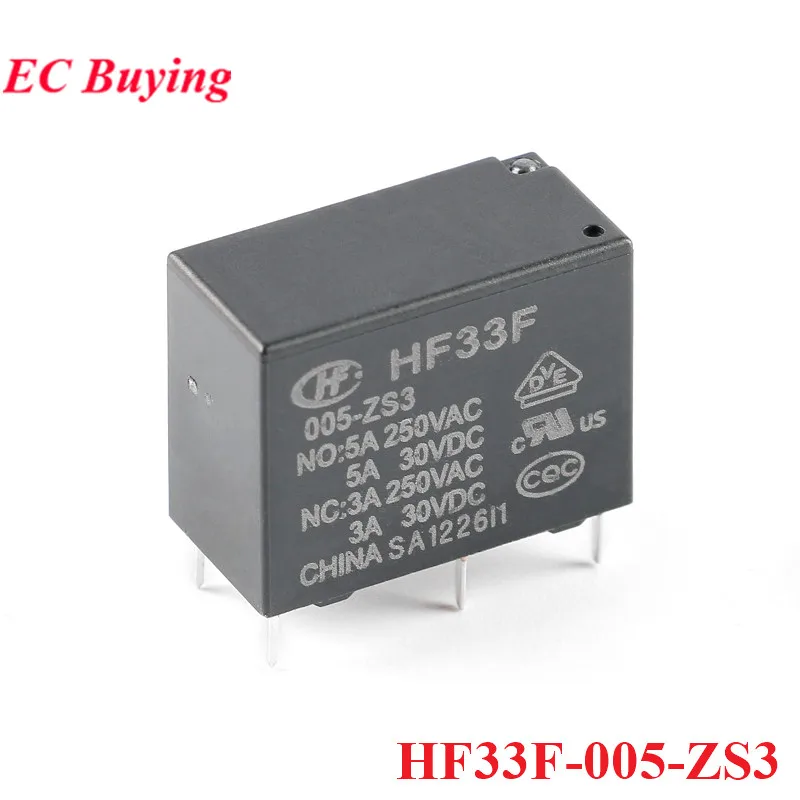 1Pc-10Pcs Relays HF33F 005-ZS3 012-ZS3 024-ZS3 DC 5V 12V 24V 5A HF33F-005-ZS3 HF33F-012-ZS3 HF33F-024-ZS3 5Pin Power Relais