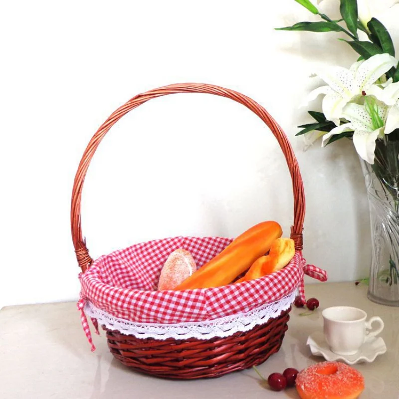 Fruit Rattan Packaging Bamboo Flower Vegetable Supermarket Shopping Knitted Picnic Basket